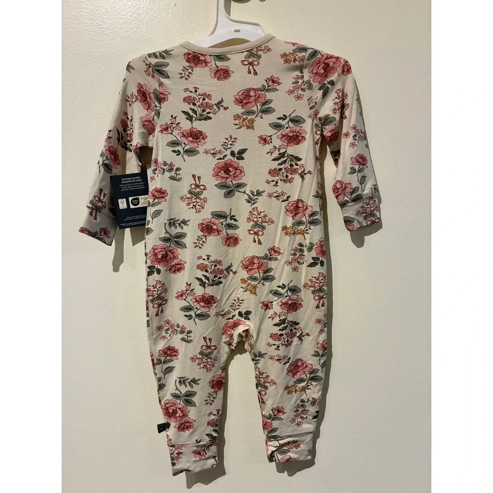 NWT Modern Moments by Gerber Cream Rose Print Viscose Romper 12M